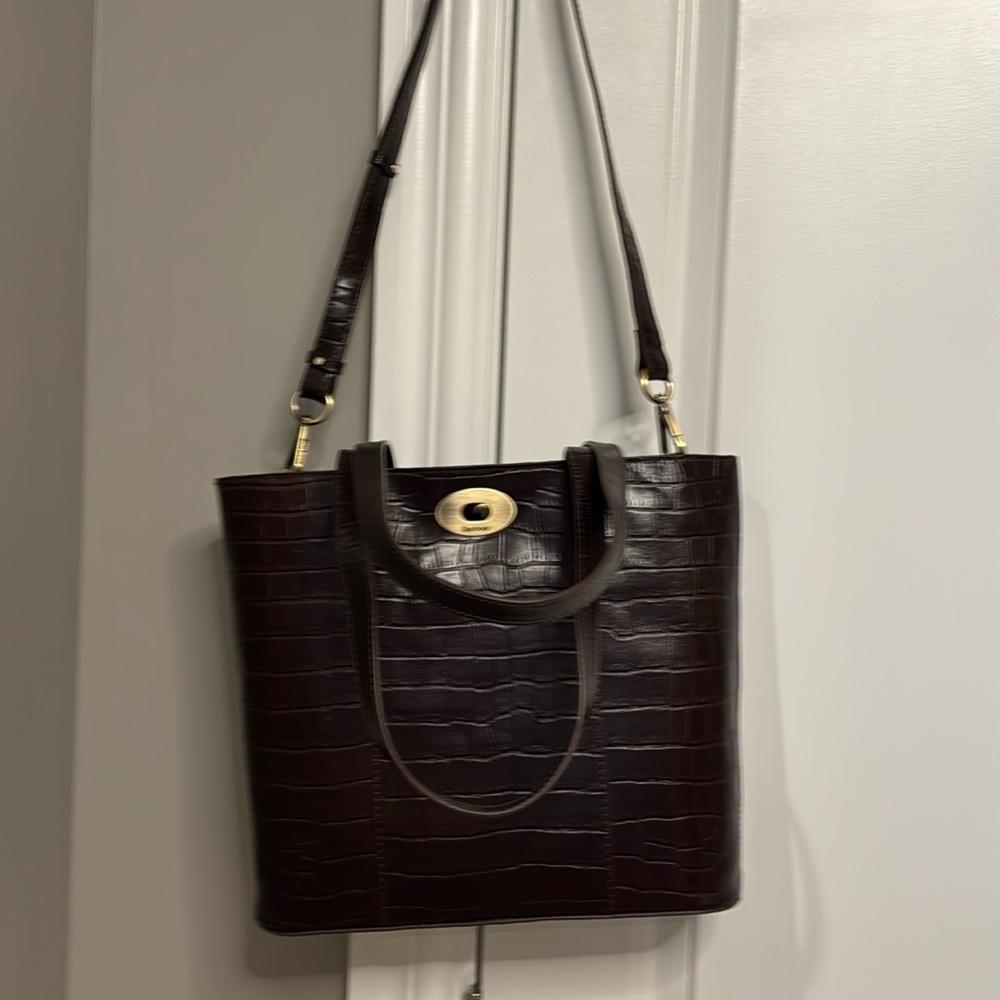 Barbour Eileen Leather Tote-Black Cherry
